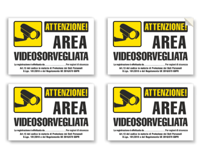 CARTELLI ADESIVI AREA VIDEOSORVEGLIATA READYPRINT.IT