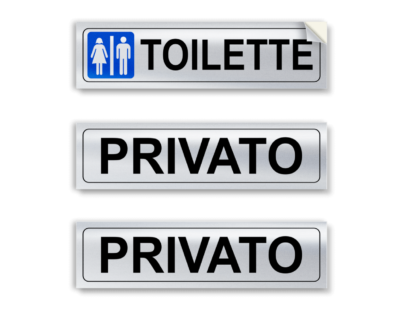 TARGHETTE ADESIVE TOILETTE PRIVATO ARGENTO READYPRINT.IT
