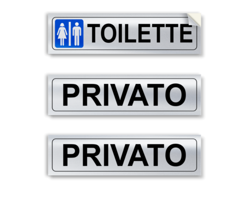 TARGHETTE ADESIVE TOILETTE PRIVATO ARGENTO READYPRINT.IT