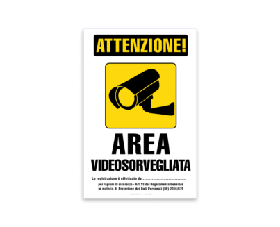 AREA VIDEOSORVEGLIATA ADESIVO 20X30