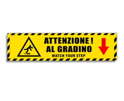 ADESIVO ATTENZIONE AL GRADINO MISURA 20X5 CM