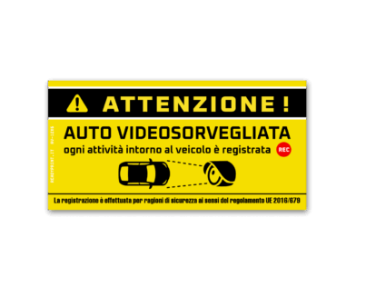 AUTO VIDEOSORVEGLIATA ADESIVO 12X6 CM READYPRINT.IT (1)