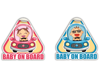 ADESIVO BABY ON BOARD 12X12 CM ROSA e AZZURRO READYPRINT.IT