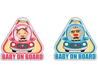 ADESIVO BABY ON BOARD 12X12 CM ROSA e AZZURRO READYPRINT.IT